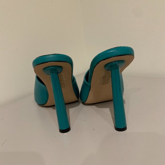 Simmi London heeled mules in peacock - Picture 4 of 7